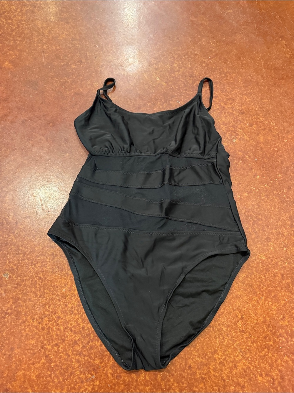 Shade & Shore Black One-Piece Swimsuit with Horizontal Panel Accents